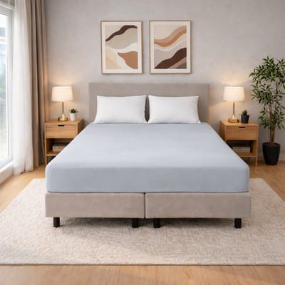 Polydaun hoeslaken - Jersey - lichtgrijs - 70/80 x 200/220 cm