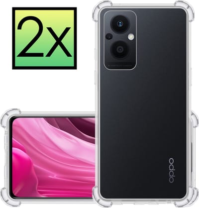 Hoesje - 2 Stuks - Geschikt voor OPPO Reno 8 Lite - Sterk & Shockproof - Siliconen Case - Back Cover - Telefoon Hoes Shock Proof - Transparant