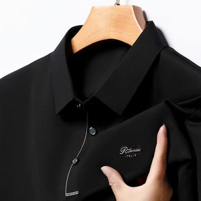 Luxe zakelijk poloshirt van ijszijde, kort T-shirt voor heren, los, elastisch, naadloos, halfmouwig topje, zomer 4XL