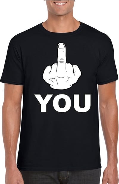 Fuck you t-shirt zwart - heren - katoen S