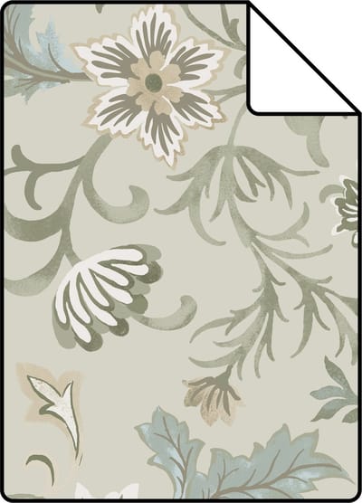 Proefstaal ESTAhome behang vintage bloemen zand beige - 26.5 x 21 cm - 139412-S