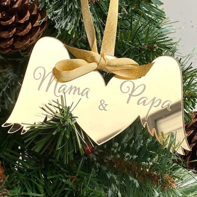 Kersthanger | Kerstornament | Kerstbal | Kerstgeschenk | Gepersonaliseerd | Gedenk | Engel | Vleugels | Hxb 14x7 cm | Acryl | Plexiglas