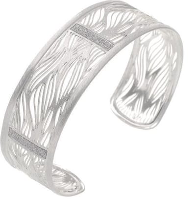 Behave – Armband open bangle – Fijn patroon – Zilverkleur – Minimal chic