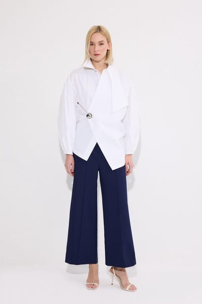 Touché Privé - Crêpe broek met siernaden - Marine - Dames