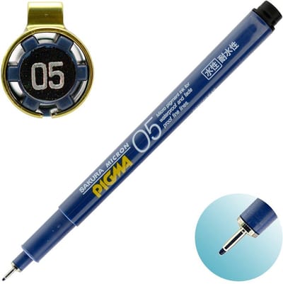 Sakura Pigma Micron Fineliner Black Ink 05 / 0.45mm Blue / Black & Gold Limited Edition
