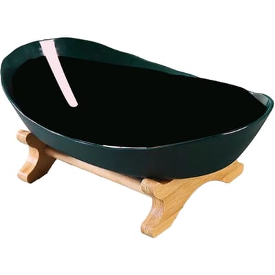 2-laags fruitschaal Multifunctionele decoratieve houten standaard Snack Brood Taart Serveerschaal Platenrek voor Thuis black