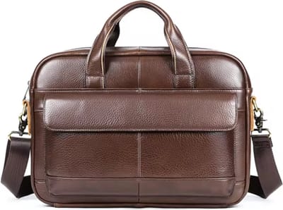 Premium Leren Laptoptas 14 Inch – Business Aktetas Heren Echt Leer Schoudertas Bruin - Urban U®