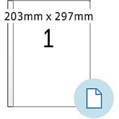 Etiketten HERMA 58101, permanente kleefstof, extra sterke kleefkracht, weerbestendig, bedrukbaar, B 203 x H 297 mm, PE-folie, wit, 250 stuks/250 vellen