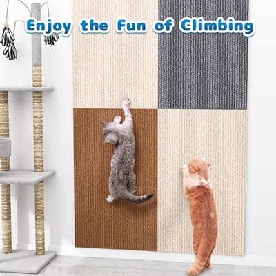 Zelfklevende kattenkrabmat, krabpaal voor katten, doe-het-zelf klimtapijt, trimbare kattenkrab meubelbeschermer pad voor wandbank (donkerbruin, 30 x 100 cm)