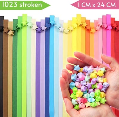 Papierstroken in 27 kleuren - 1030 stuks - 1CM x 24CM - Vlechtstroken - Origami Papier voor sterren - Lucky Stars vouwen