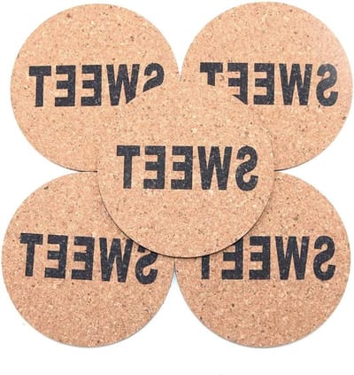 Set van 5 ronde kurken onderzetters van 10 cm - Voorkom kringen, vochtabsorberend en hittebestendig