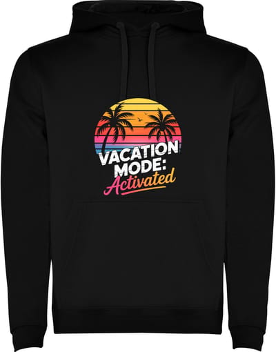 Zwarte hoodie Vacation Modus Activated - Vakantie Modus geactiveerd - Palmbomen - genieten Maat M