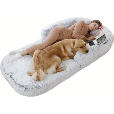Opvouwbaar Pluche Orthopedisch 180X115X25CM Mens Hond Bed - Wasbare Hondenbedden voor Grote Honden en Mensen - Grijs 180X115X25cm grijs