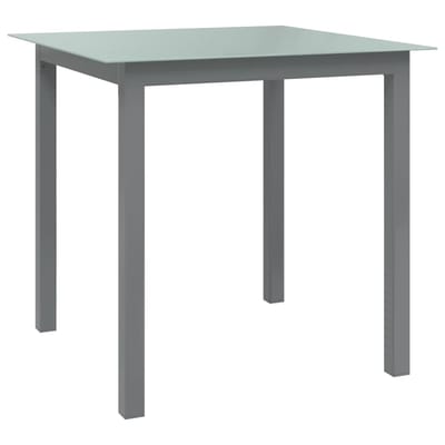 vidaXL - Tuintafel - 80x80x74 - cm - aluminium - en - glas - lichtgrijs