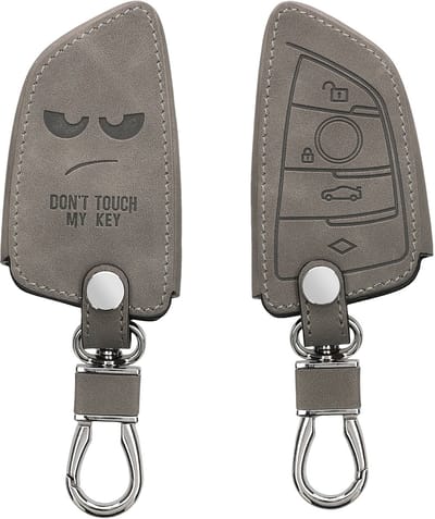 kwmobile autosleutelhoes geschikt voor BMW 3-knops Smart Key autosleutel - beschermhoes van imitatieleer - Don't Touch My Key design - grijs