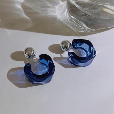 Korea Simple Fashion Acryl Oorbellen voor Vrouwen Trendy Wit Zwart Oorbellen Franse Retro Geometrische Transparante Vrouw blauw