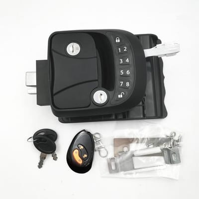 Serrure de porte de camping-car, verrou de porte d'entrée sans clé, serrure antivol à distance de 65 pieds avec clavier intégré 1 Left noir