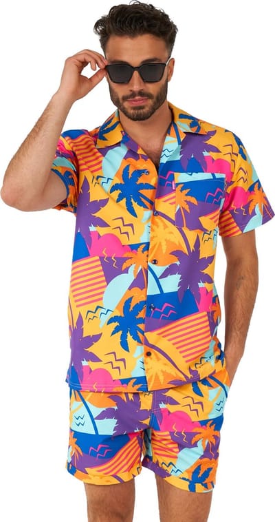 OppoSuits Palm Power Summer Combo - Heren Zomer Set - Bevat Shirt En Shorts - Tropical Zwem Kleding - Multi Color -Maat S