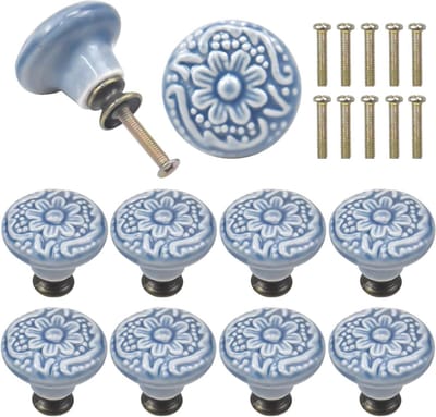 Set van 10 Vintage Deurklinken Keramische Handgrepen 34mm Ronde Ladeknoppen Meubelknoppen voor Keuken en Kinderkamer