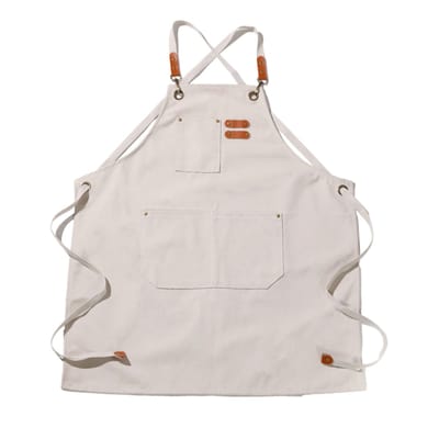Peysaitr - Werk schort met zakken – katoenen canvas – verstelbare kruisbanden – waterdicht & oliebestendig – kookschort unisex – Gebroken wit – 78x68 cm – 1 stuk