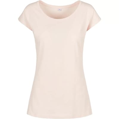 Build your Brand Ladies´ Wide Neck Tee BYBB013 - Pink - XS