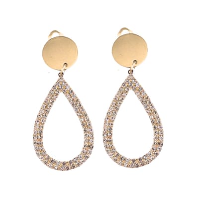 Clip oorbellen- Strass -goudkleurig- druppel -Oana- geen gaatje- Charme Bijoux