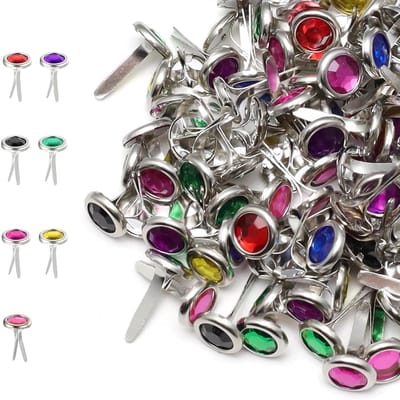 Metalen Klemmen - Knutselklemmen Splitpennen - Documenten Sorteren - Edelsteen Bezetting - 100 Stuks 8x15mm - Gemengde Kleuren