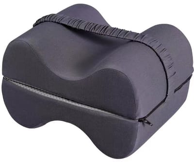 Ergonomisch Kniekussen voor Zijslapers - Geheugen Schuim met Verstelbare Banden - 2 Delig - Pijnverlichting Rug & Heupen - Grijs