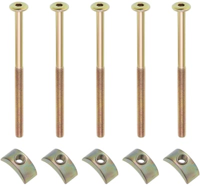 Dailygoods- Verbindingsbouten 16 Stuks - M6 x 100 mm - Schroefdraad - Houten Meubels - Halve Maan Moer - Zeskantkop - Meubelbout