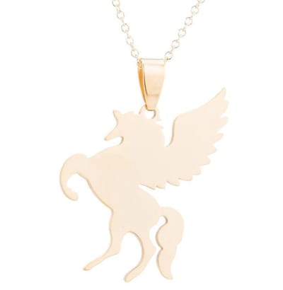 Fako Bijoux® - Ketting Met Hanger - Stainless Steel - RVS - Staal - Eenhoorn Unicorn - Goudkleurig