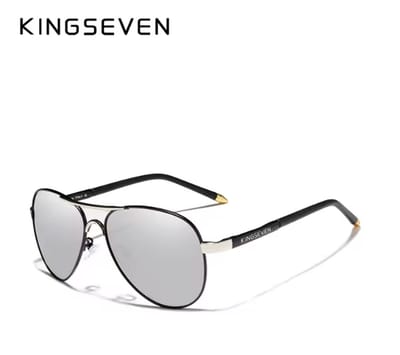 KINGSEVEN Zonnebril 7503 - Spiegelend Zilverkleurig – Heren - Vrouwen - Gepolariseerd - UV400 - Sportief