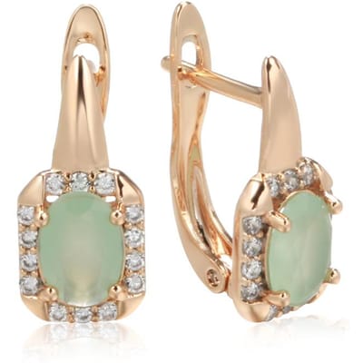 Nouvelles Boucles d'Oreilles Pendantes en Zirconium Coupe Émeraude Or Rose Pour Femmes Boucles d'Oreilles Carrées en Cristal de Luxe Bijoux de Mariage Ethniques beige