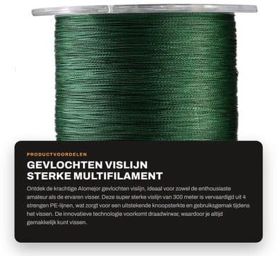 Dailygoods- Vislijn 300m - Gevlochten 4 Strengen - Super Sterk - Multifilament - Hoge Taaiheid - Grote Abrasie Bestendigheid - Visdraad
