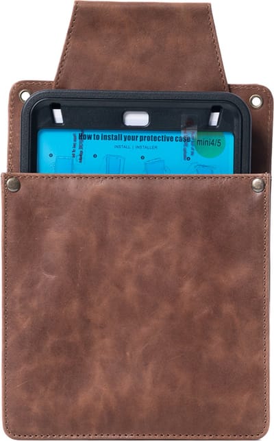 Holster - Horeca - Holster voor Mini Ipad 3/4/5 - Horeca IPad houder - Rundleder - Cognac - Holster kapper - Holster horeca - Holster scharen - Holster riem - Horeca holster - Kelner holster - Horeca houder - iPad houder - Horeca riem