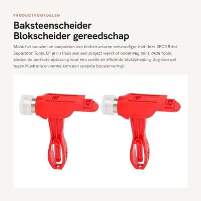 Dailygoods- Baksteenscheider 2PCS Set - Blokscheider - Multifunctionele Hamer - Gereedschap - Blok Tangenset - Afmetingen 8,5 x 8 cm - Bloktang