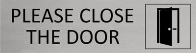 CombiCraft Aluminium deurbordje Please close the door 165x45mm met tape - per stuk