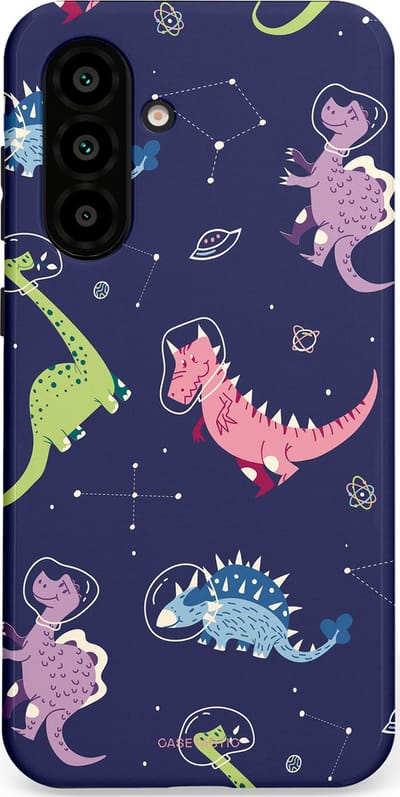 Casetastic hoesje geschikt voor Samsung Galaxy A36 / Samsung Galaxy A56 - Dubbellaagse bescherming - Rex in de ruimte - Fashion Case - Donkerblauw Donkergrijs