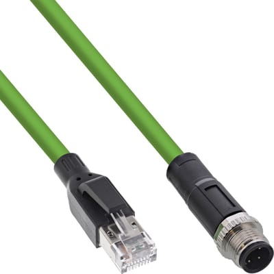 M12 4-pins D-gecodeerd (m) - RJ45 (m) industriële netwerkkabel | CAT5e | PUR | 10 meter
