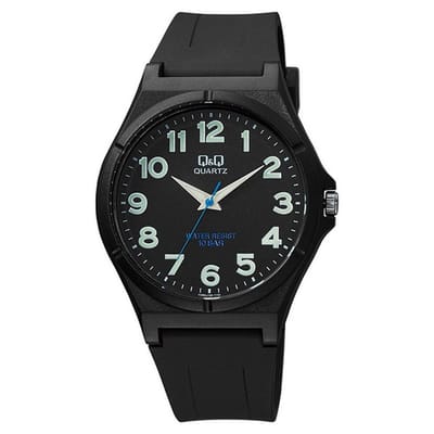 Q&Q VQ66J025Y - Horloge - Sport - Analoog - Unisex - Plastic band - Rond - Cijfers - Kunststof - Zwart