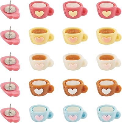 50 Stuks Koffiekop Tekenpins - Hars Duimspijkers voor Posters, Foto Displays en Cork Borden voor Thuis en Kantoor