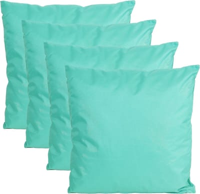 Anna's collection Buiten of tuin sier kussens - 4x - aqua blauw - 45 x 45 cm - binnen/buiten - zitkussens tuinbank