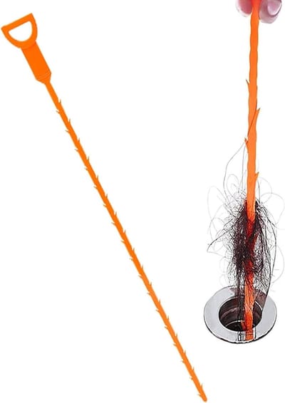RVS Ontstopper - Afvoer Reiniger - Verstopte Afvoer Verhelpen - Buigbare Reinigingshaak - 50.5 cm - Oranje