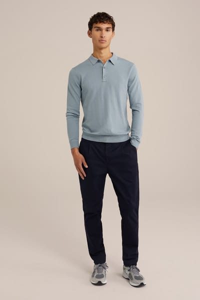 WE Fashion Heren tapered fit broek met bandplooi en stretch