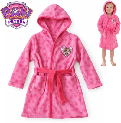 Paw Patrol Kinder Badjas Roze – Meisjes - Maat 110/116 – Zachte Fleece Badjas met Capuchon en Ceintuur