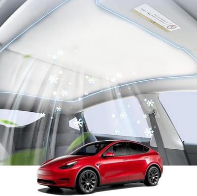 Zonneschermen voor T-ESLA Model 3 (2021-2023) - Vouwbare Parasol voor Glazen Dak, Warmte-isolerende Zonnebescherming