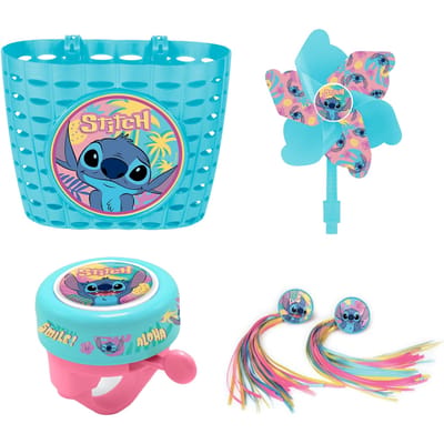 Lilo & Stitch fietsset; mand, bel, franjes en molen