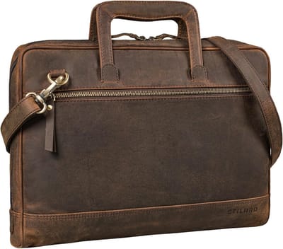 Leren Aktetas Vintage voor 13-15 Inch Laptop en A4 Documenten voor Heren en Dames
