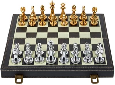 Schaakset Opvouwbaar - Strategisch Spel - Mentale Training - Interne Opslag - N.v.t. - Leer