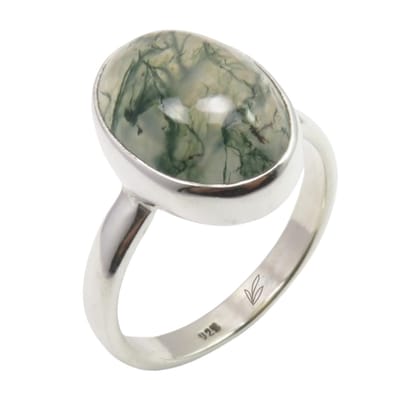 Natuursieraad - 925 sterling zilver mosagaat ring 18.25 MM - edelsteen sieraad - handgemaakt