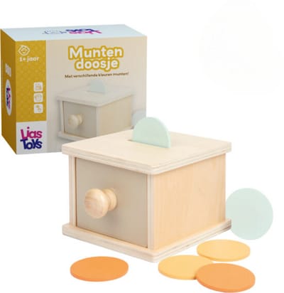 LiasToys - Montessori Coin Box, Montessori Speelgoed vanaf 1 jaar, Educatief Speelgoed, Baby Speelgoed